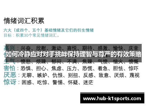 如何冷静应对对手挑衅保持理智与尊严的有效策略
